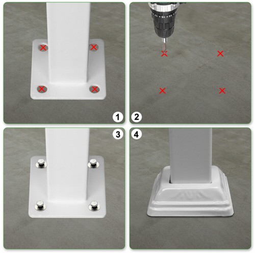 Iron Handrail Kit for 1-3 Steps Stair Rail Railing Outdoor Garden Porch Post US - Picture 12 of 25
