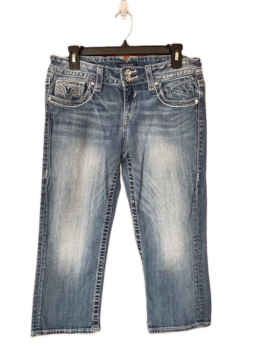Vigoss Women's Chelsea Capri Size 9/10 Embroidered Jeans Pants Length 21