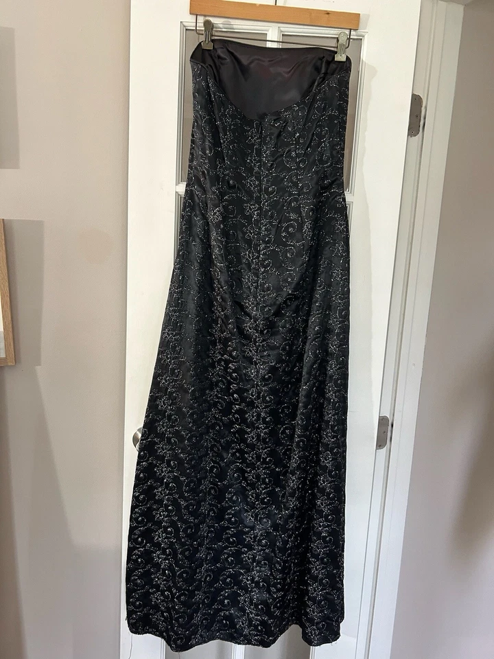 Jessica McClintock Vestido Formal Sin Tirantes Negro Vestido Bordado De Colección Talla 12 Foto 4 de 4