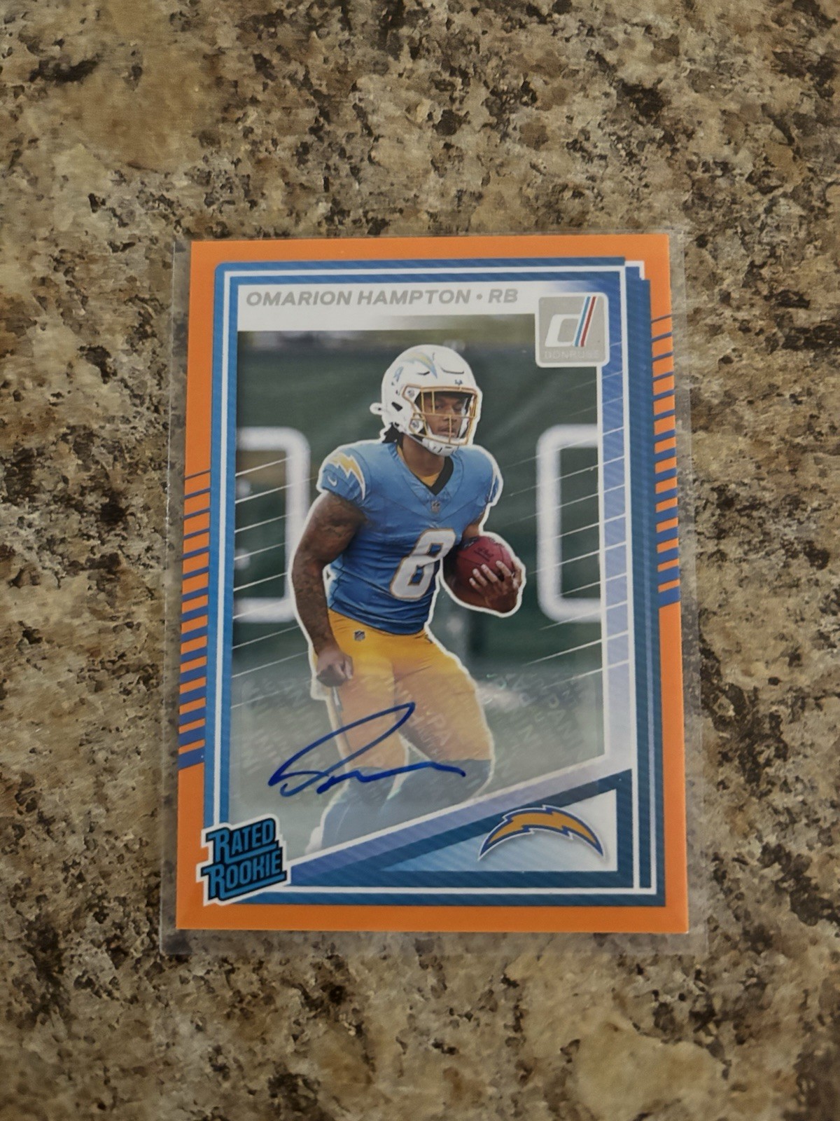 2025 Donruss Football Orange Rated Rookie Omarion Hampton #303 RC Auto
