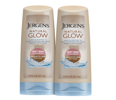 Jergens Natural Glow Wet Skin Moisturizer Medium To Deep Skin Tones, 7.5oz, 2pk