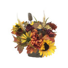 Autumn Floral Arrangement Handmade 11”x11” Foam Cube 4”x2.5” Artificial Silk
