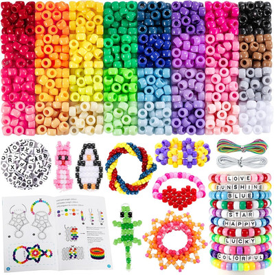 Pony Beads for Bracelets and Crafts, 32 Colors Kandi Beads with 10 Kandi Cuff De