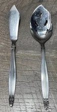 Vtg National Royal Kent Slotted Spoon & Butter Knife Stainless Flatware Japan