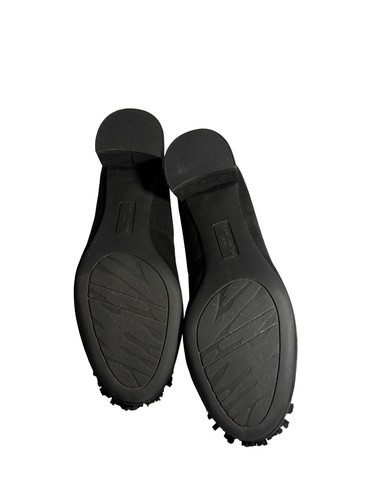 ANNE KLEIN Happy Womens Sz 6M Slip On Suede Pom Pom Block Heel Shoes Black - Picture 7 of 9