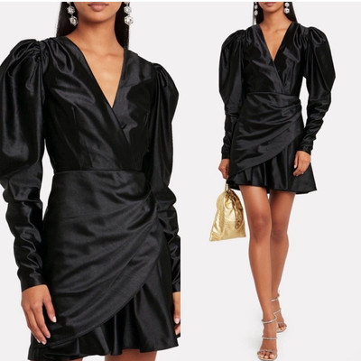 Rotate Birger Christensen No. 24 Black Satin Mini Dress Sz 4
