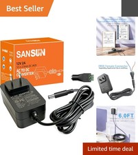 6.2FT 12V DC Power Supply Adapter - Reliable Listed Converter for Devices