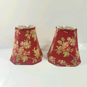 VTG Shabby Chic Cottage Red Floral Fabric Lamp Shade 8x8" Ralph Lauren Style