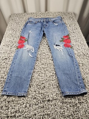 Levi s 501T Damen Jeans Bestickt Blumen Sample Not For Resale Version Gr.38