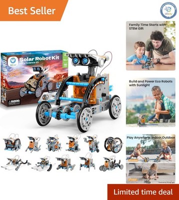 DIY 190-Piece Solar Robot Kit for Creative Kids Aged 8-13 - Educate and Play