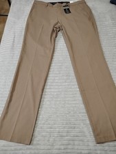 Alfani mens 32 X 32 stretch flat front alfatech solid suit dress pants brown tan