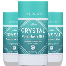 Crystal Magnesium Enriched Deodorant Stick Cucumber  Mint 2.5 Oz 3 Pack