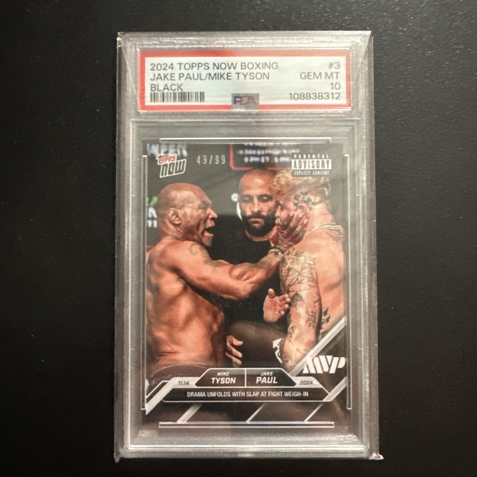 Topps Now 3 Card Set Mike Tyson V Jake Paul Graded PSA 10/10/9 #’d 49/99, 02/10 view 9