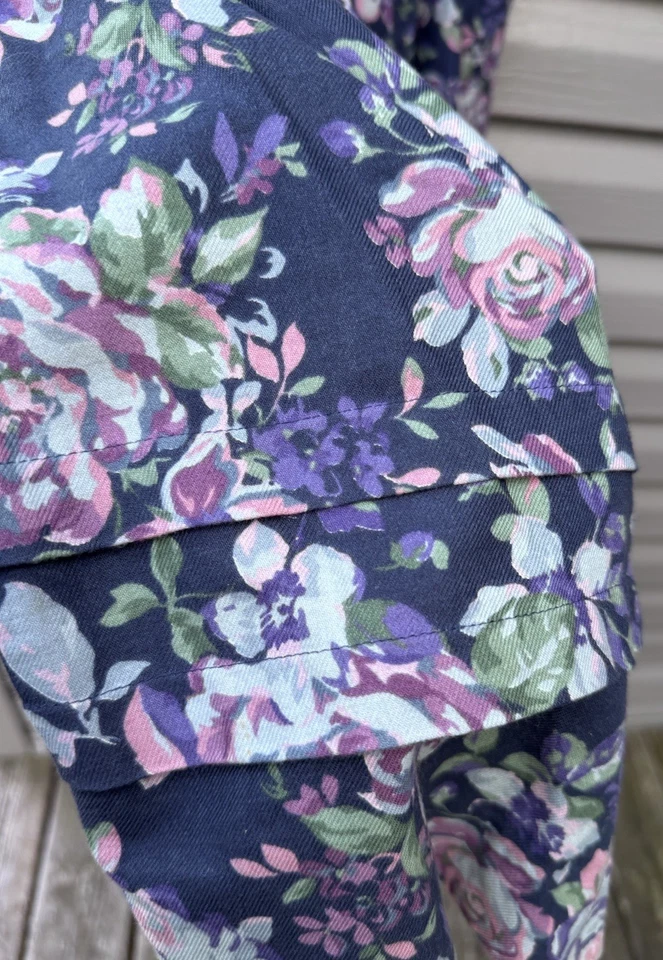 Falda Laura Ashley Vintage Cottagecore Azul Floral Botón en Niveles Mediana 10 12 Foto 2 de 4