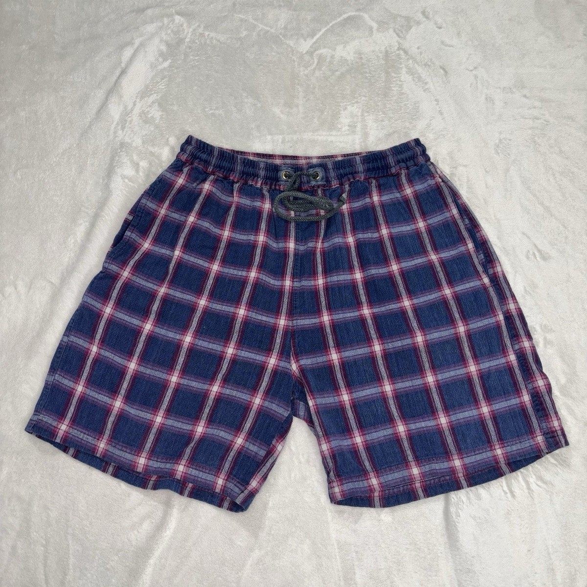 Vintage Men's Plaid Shorts 90s Large/Medium Drawstring BBB