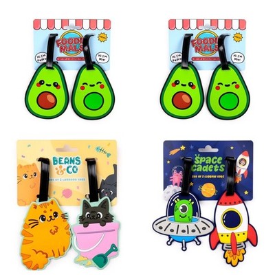 Gepäckanhänger 2er Set Puckator Katze Space Rakete Avocado Koffer Anhänger PVC