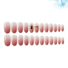 24Pcs False Nails Elegant Manicure Full Cover Medium Length Fake Nails with