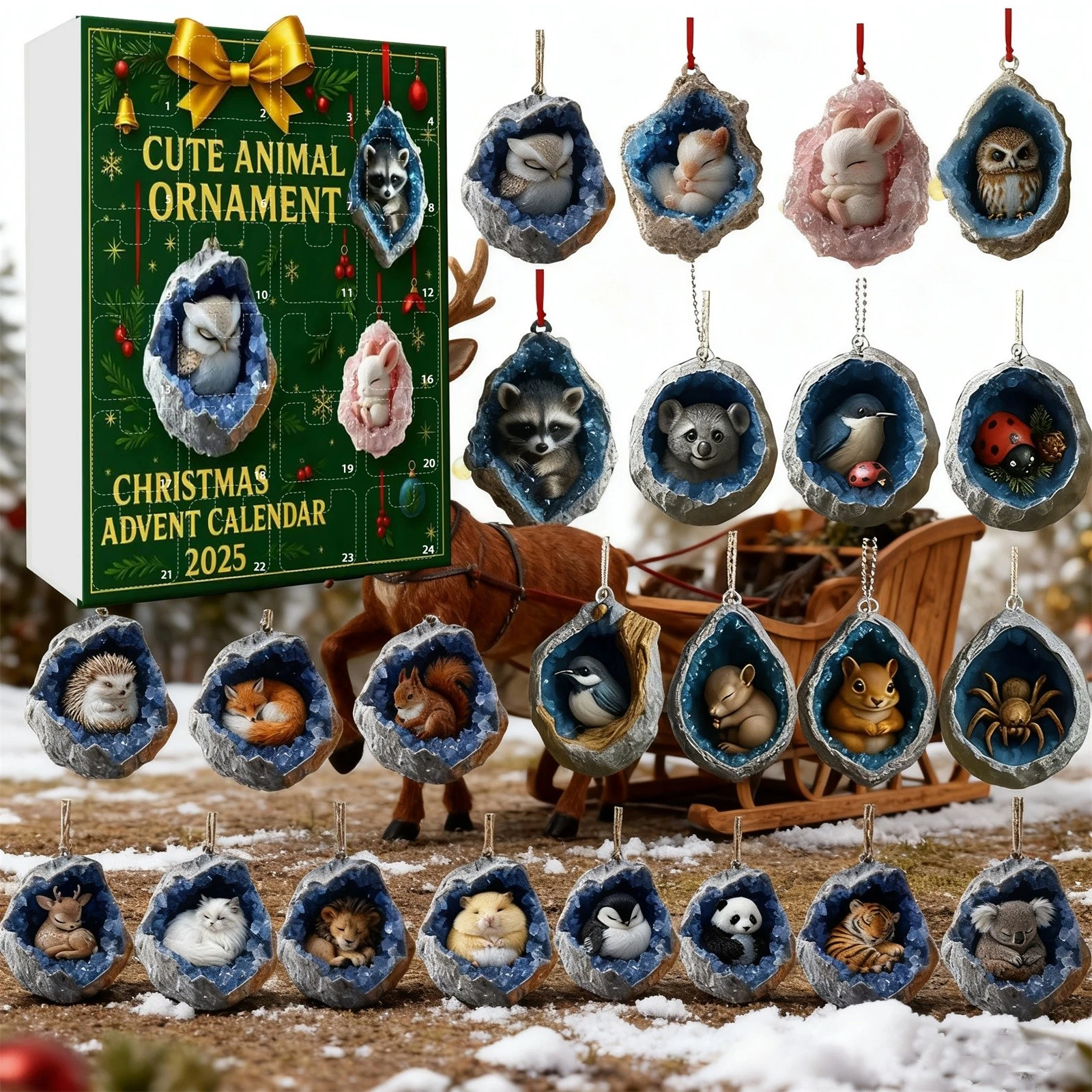 Countdown Sleeping Tree Hollow Animals Advent Calendar 24 Days 2D Blind Boxes