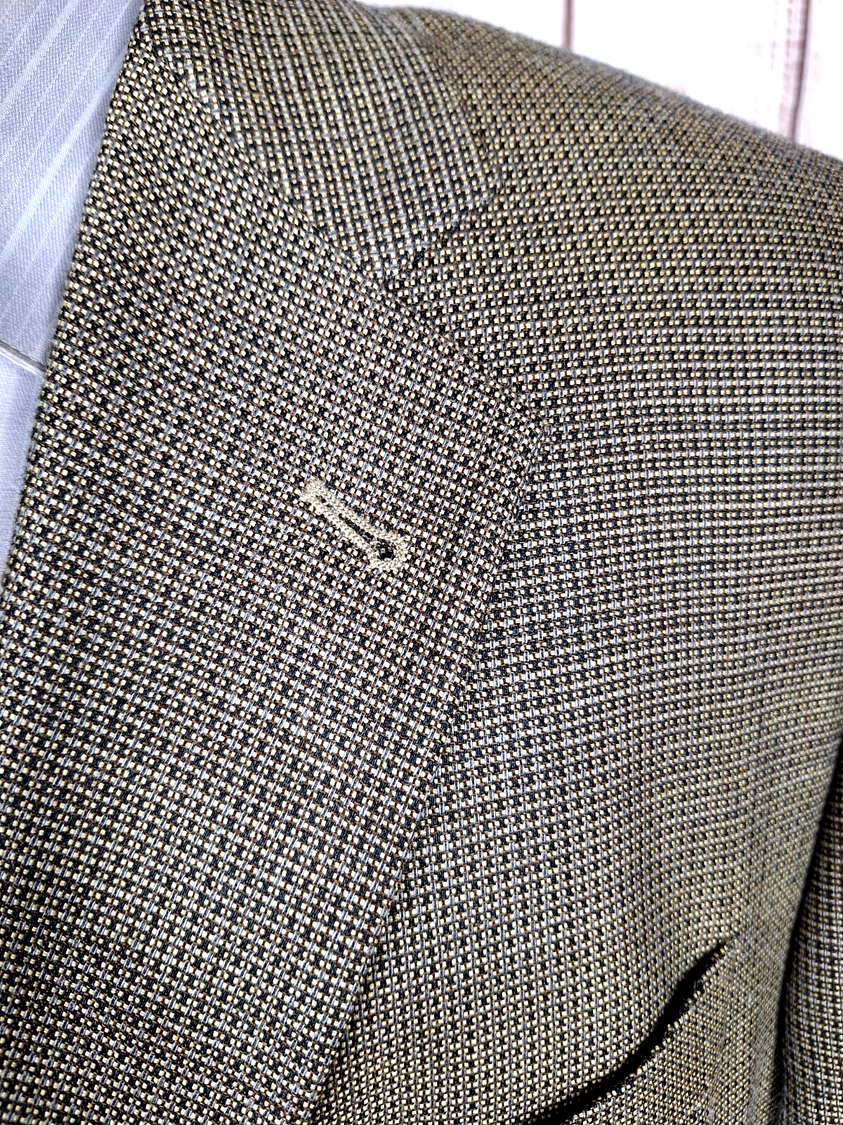 Joseph Abboud Sport Coat Blazer Mens 46L Brown Check Silk Wool DV