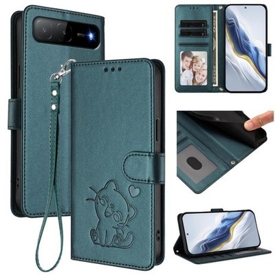 Cover Per Xiaomi 15 5G Con Gatto In Rilievo, Portafoglio In Pelle Con Blocco RFID E Slot Carte, Nero