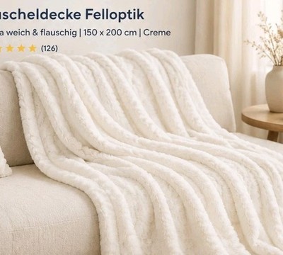 MONT CHALET uni Fellimitat-Plaid 3D-Optik Mikrofaser Rückseite ca. 150x200 cm