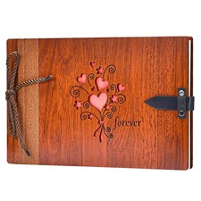 Wooden Photo Album Scrapbook DIY 80-Page Memory Book Wedding Guest Book