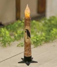 Primitive Burnt Ivory BLACK CROW Timer Taper Candle 6" NEW