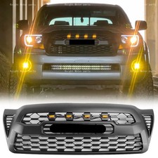 Matte Black Front Bumper Grille Mesh Grill For Toyota Tacoma 2005-2011 W Lights Matte Black Front Bumper Grille Mesh Grill For Toyota Tacoma 2005-2011 W Lights