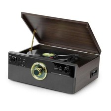 All-in-One Record Player with CD and Cassette Player, Direct-to Black Walnut