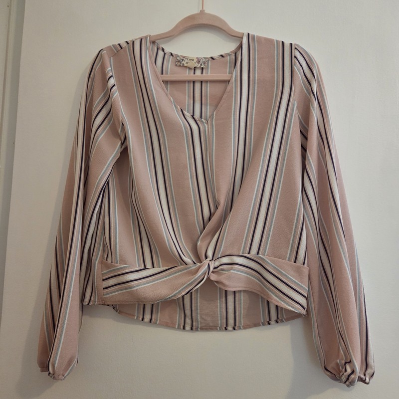 Pink Republic Pale Pink Stripe Faux Knot Twist Top Size XS