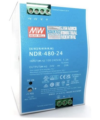 Mean Well TDR-480-24 Single Output Industrial Power Supply 480W 24V - DIN Rail