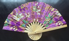 Fan Thai Folding Pink Red Flowers Hand Bamboo Thailand Decor    37