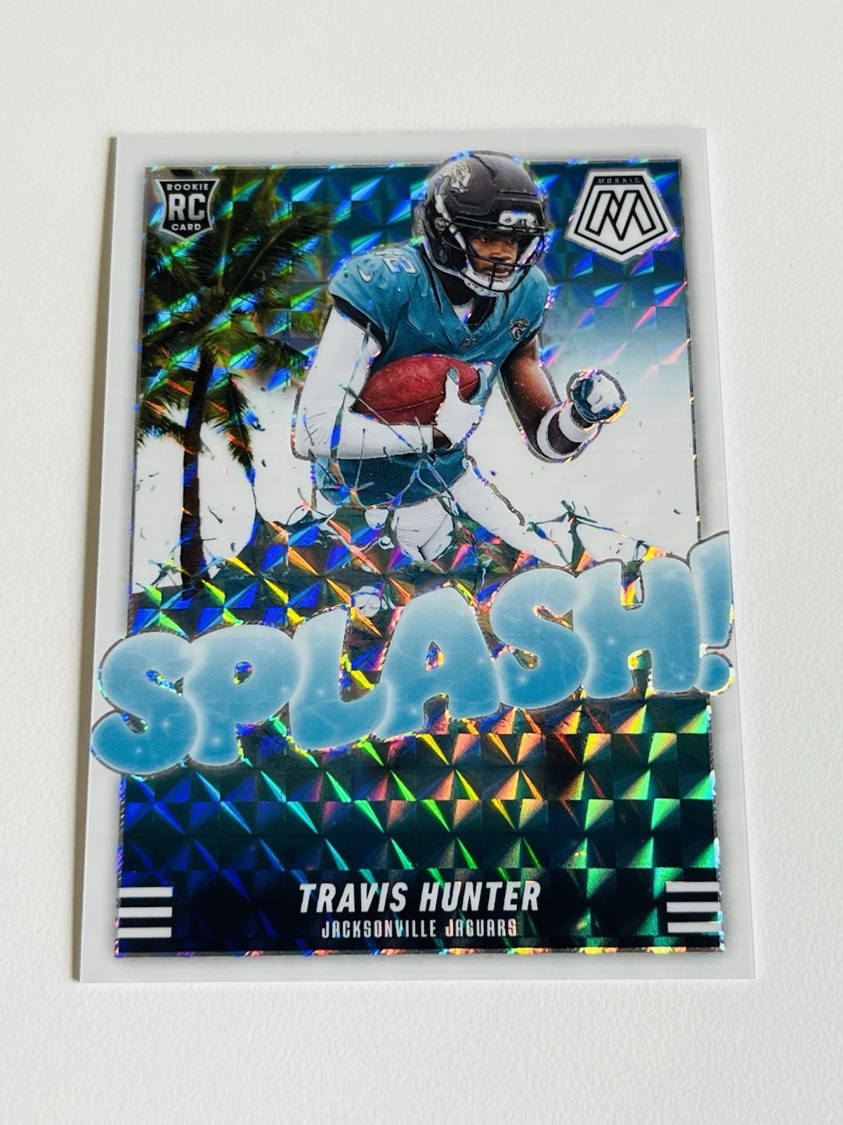 2025 Mosaic Splash Travis Hunter White Mosaic Prizm Rookie FOTL SSP /25 RC