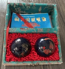 Par de bolas de salud de ejercicio manual esmalte cloisonné oriental vintage hechas a mano