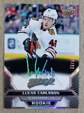 2020-21 Upper Deck MVP Super Script Lucas Carlsson RC /25 Chicago Blackhawks
