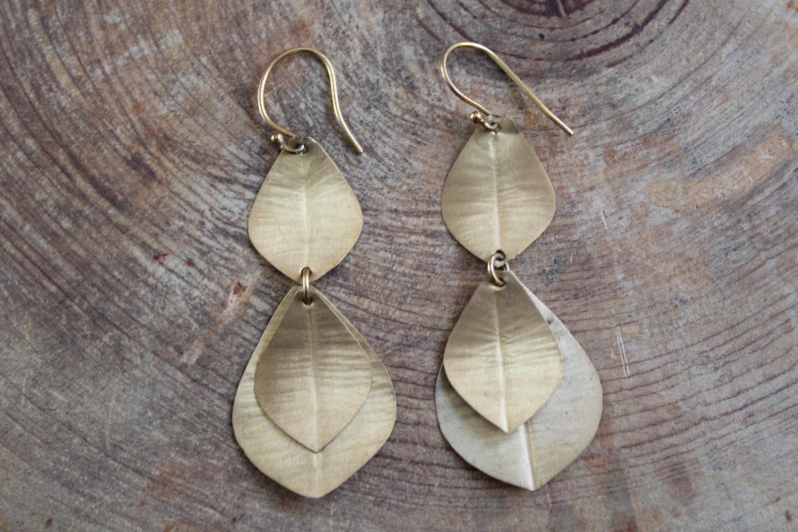 Gold Plated LEAF Dangle Light Weight Earrings - image 2
