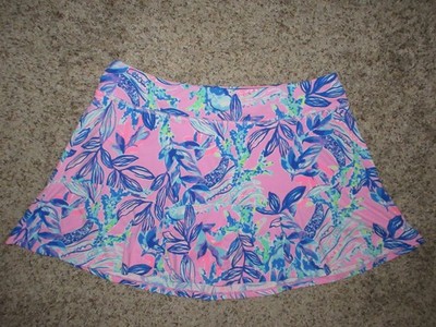 Lilly Pulitzer Luxletic Corrine Skort SZ L  UPF 50 Pink Blue Tennis Pickleball