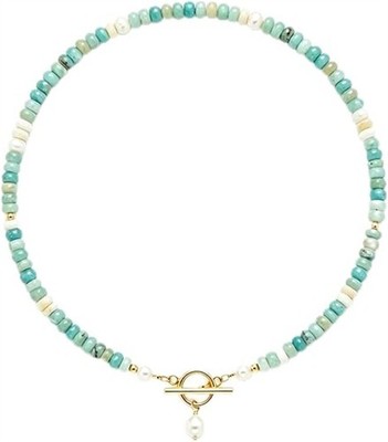 Turquoise Jewelry for Women, Natural Pearls Dainty Handmade Beaded Necklace