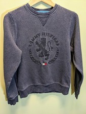 Tommy Hilfiger Men's Navy Embroidered Graphic Crewneck Pullover Sweatshirt Small