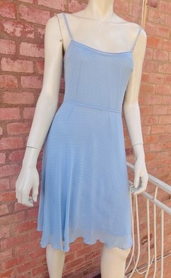 Vintage 2000s BluGirl Blumarine Blue Polka Dot Rayon Slip Dress I40 Y2K Gem 