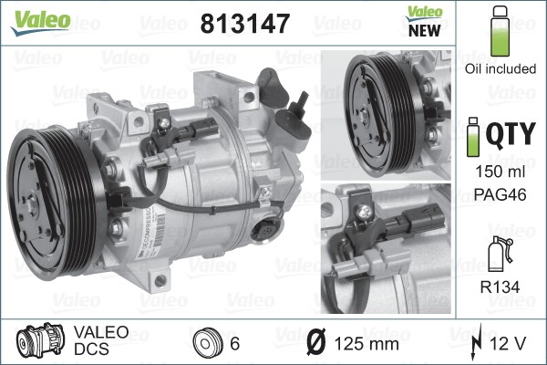 VALEO-OE 813147 Compressor, air conditioning for RENAULT