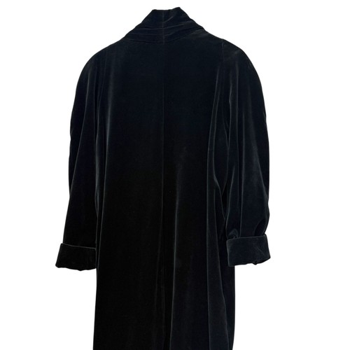 Vintage Long Velvet Coat Black Large Opera Evening Duster 80s 90s Goth Formal - Picture 6 of 8