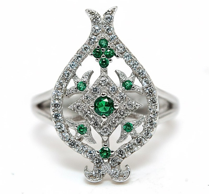 1CT Heat Treated Green Tourmaline 925 Solid Sterling Silver Ring Sz 6 MM6-4