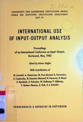 International Use of Input-Output Analysis: Proceedings of an International Conf