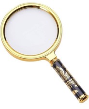 80mm 10X Handheld Reading Loupe Glasses with Rosewood Handle Magnifier