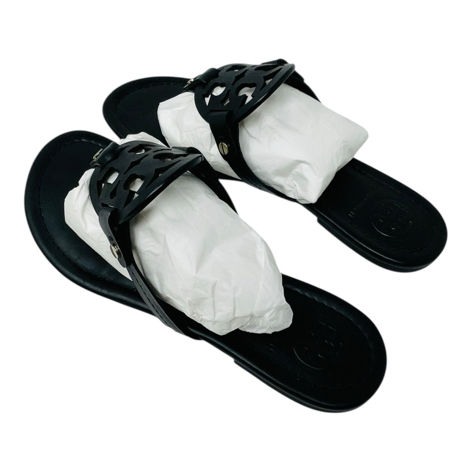 Tory Burch Miller Black Leather Thong Sandals US 8 NEW IN BOX thumbnail 4