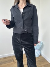 Women's CINQUE Stylish Black Cropped Jacket Size 36 with Snap Buttons