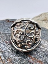 Vintage 925 Sterling Silver Lace Scroll Filigree Ring Size 8