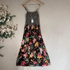 Klass Size 12 Leopard Print & Tropical Floral Shirred Maxi Dress Brand New With