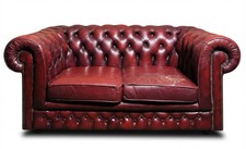 CHESTERFIELD SOFA OX BLOOD SUPERIOR QUALITY VINTAGE C1980s TWO SEATER